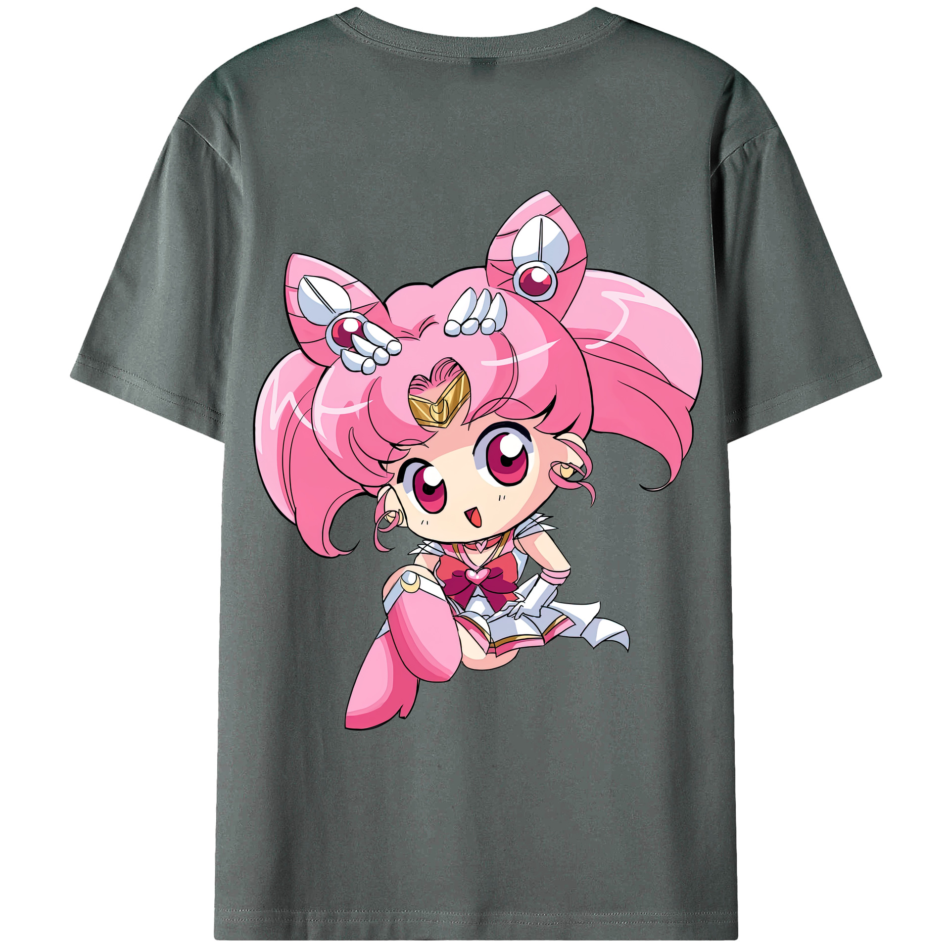 （画像用） 美少女戦士セーラームーン ちびうさ Sailor Moon Chibiusa Tsukino Usagi Small Lady Serenity 綿100％ メンズ半袖Tシャツ（バックプリント） 通気性